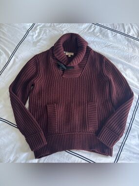 BURBERRY Men’s Chunky Rib Knit Shawl Collar Wool Cashmere Sweater